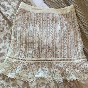 Cream lace skirt with nude lining